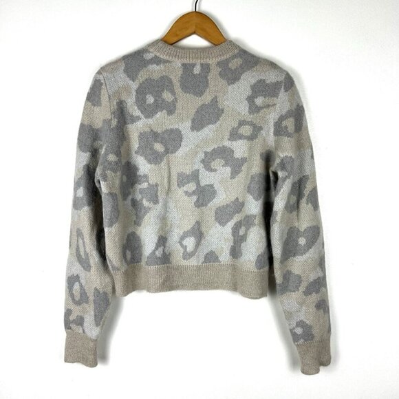 RAG & BONE Gray Leopard Print Mohair Alpaca Sweater Sz S Old Money Quiet Luxury - Picture 4 of 9